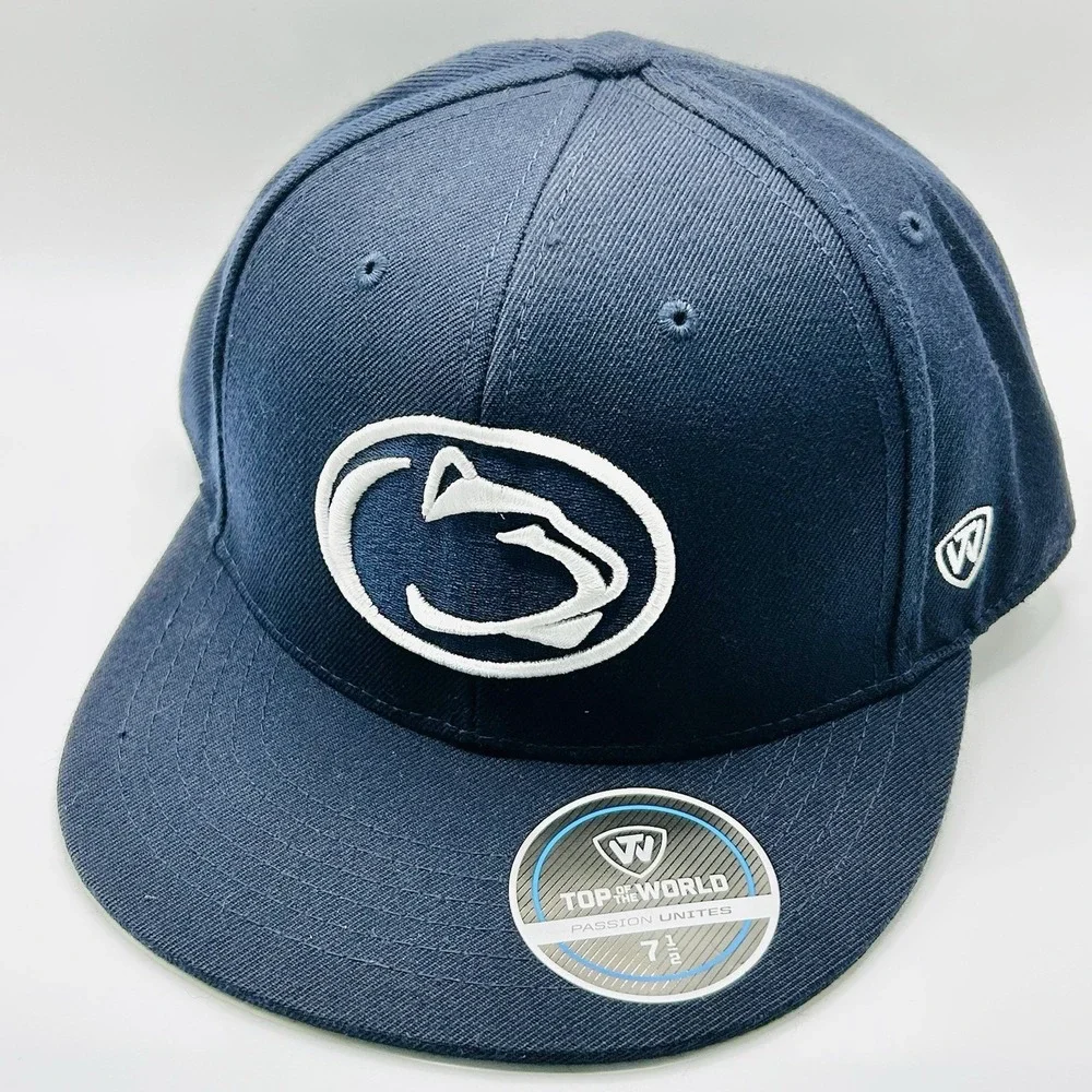 Penn State Nittany Lions Top of the World Logo Fitted Hat Cap 7 1/2 NCAA Blue